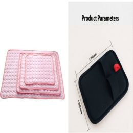 Pet Dog Cat Ice Silk Cold Nest Pad For Cooling In Summer (Option: Pink set-102x70cm)