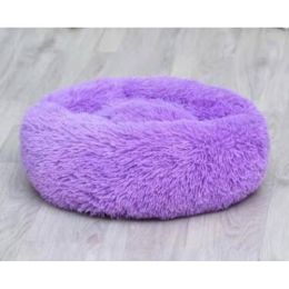 Dog Beds For Small Dogs Round Plush Cat Litter Kennel Pet Nest Mat Puppy Beds (Option: Purple-40cm)