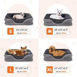 Memory Foam Pet Bed For Small Dogs & Cats With Washable Removable Cover Non-Slip Base Waterproof Liner (Option: Grey S)